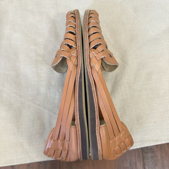 NISOLO Womens Huarache Weaved Leather Sandals in Almond PERU MADE - Picture 6 of 10